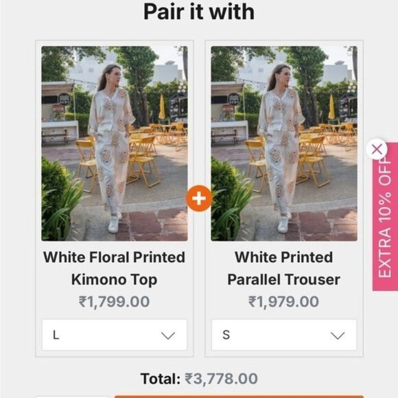 Zink London White Floral Printed Kimono Top & Printed Parallel Trouser Set Sz L - Picture 12 of 12